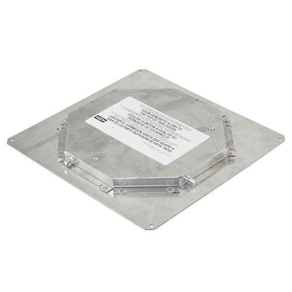 Box Cover, Floor Box Type, 4 Gang, Pre Galvanized Steel, Single Receptacle Cover Type